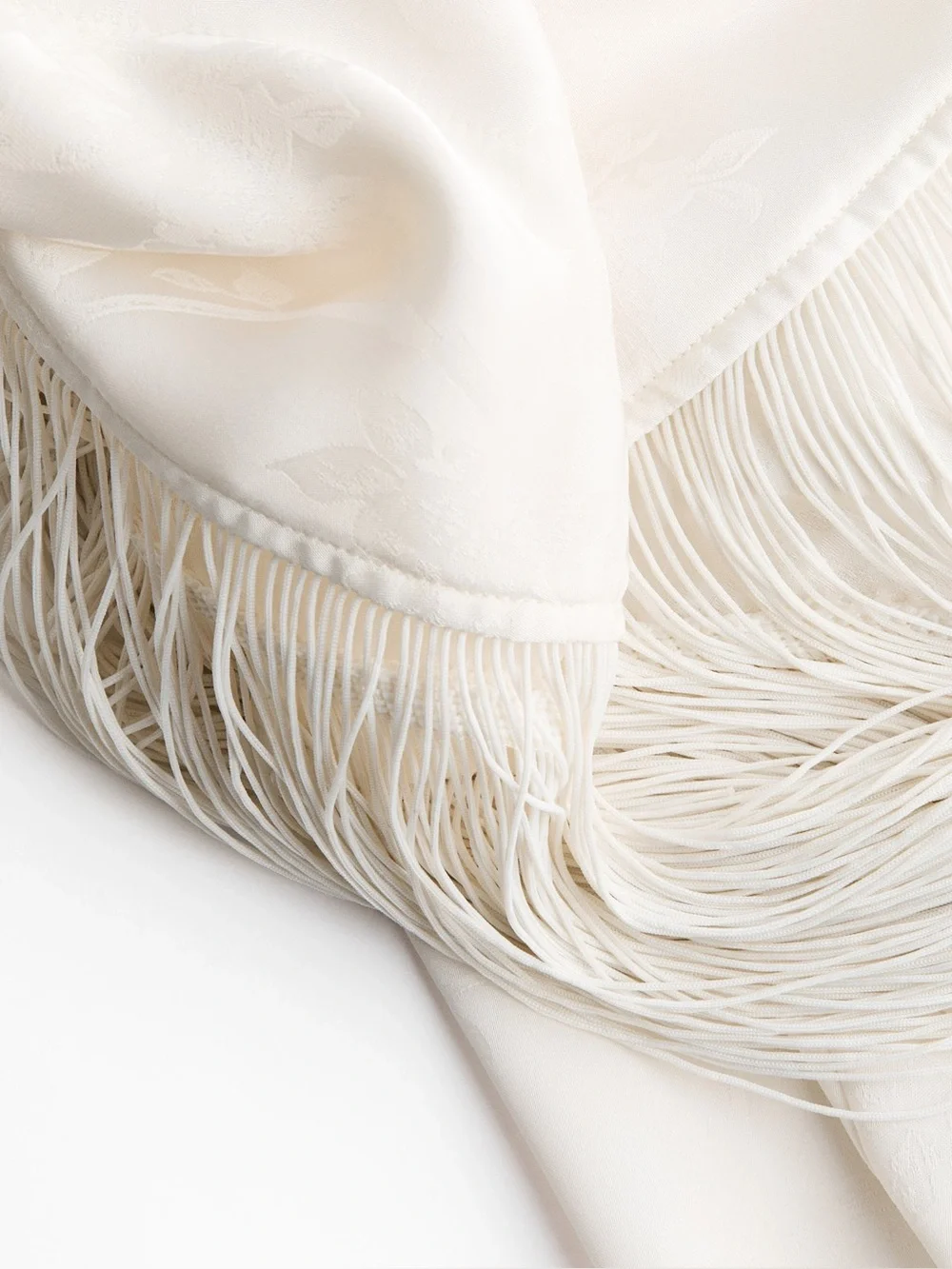 H&M Cream Fringed One-Shoulder Asymmetric Kaftan Midi Dress - Large NWT - Picture 6 of 7